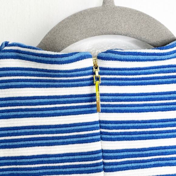 Lilly Pulitzer Bree Dress Ottoman Stripe Bay Blue Striped Deep V-Neckline Medium - Picture 10 of 10